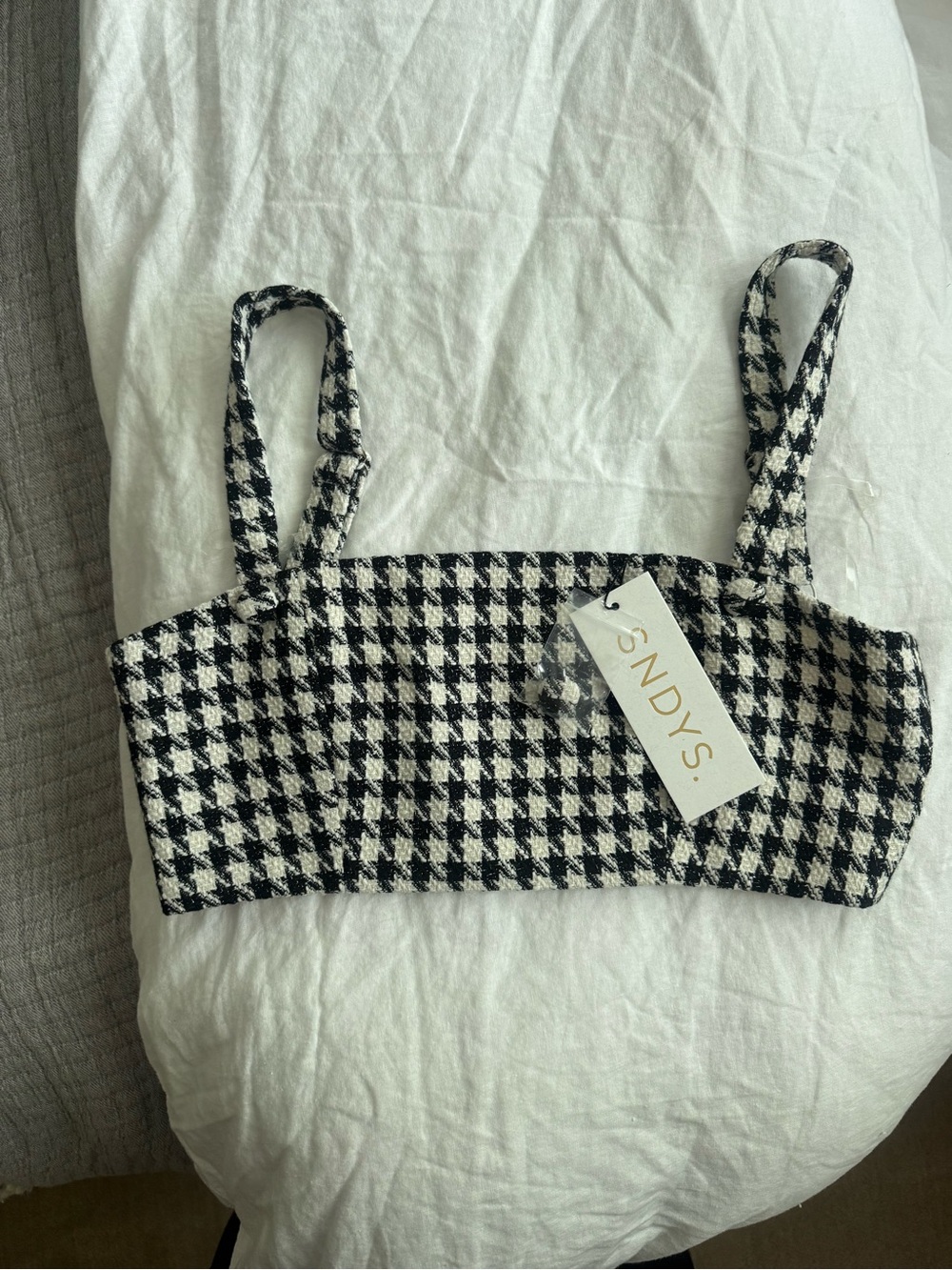 REVOLVE Black & White Houndstooth Crop Top
